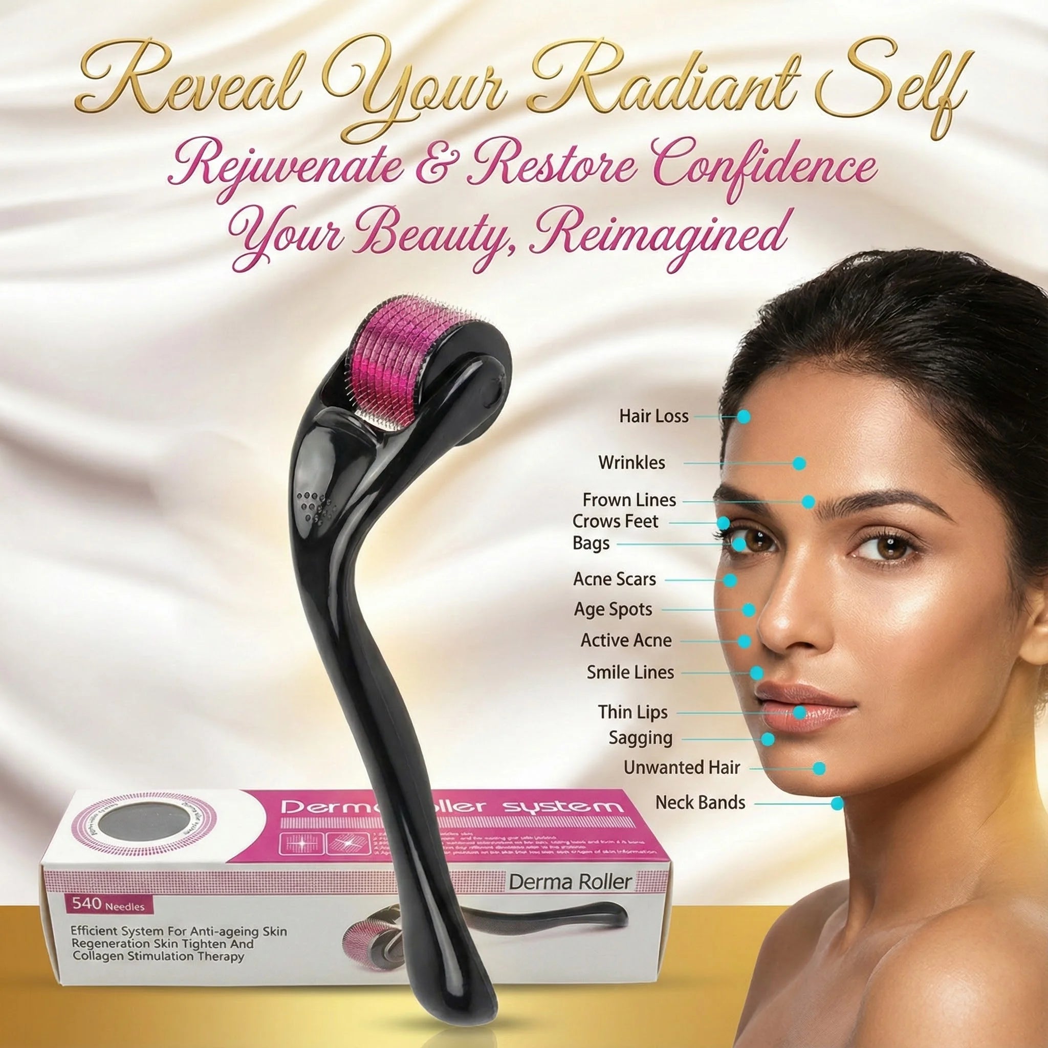 Derma Roller Anti Aging And Facial Scrubs Polishes Scar Removal Hair Regrowth (0.75mm)