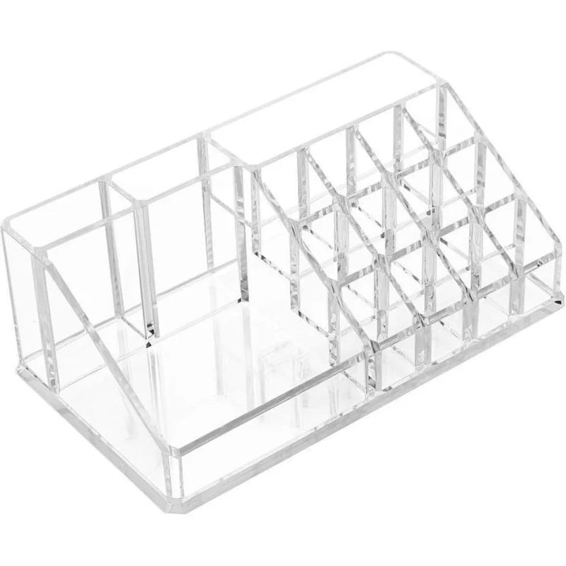 16 Compartment Cosmetic Makeup Jewellery Lipstick Storage Organiser Box, Cosmetic Storage Box Make-up Lipstick Organizer / Lipstick Holder Case Transparent