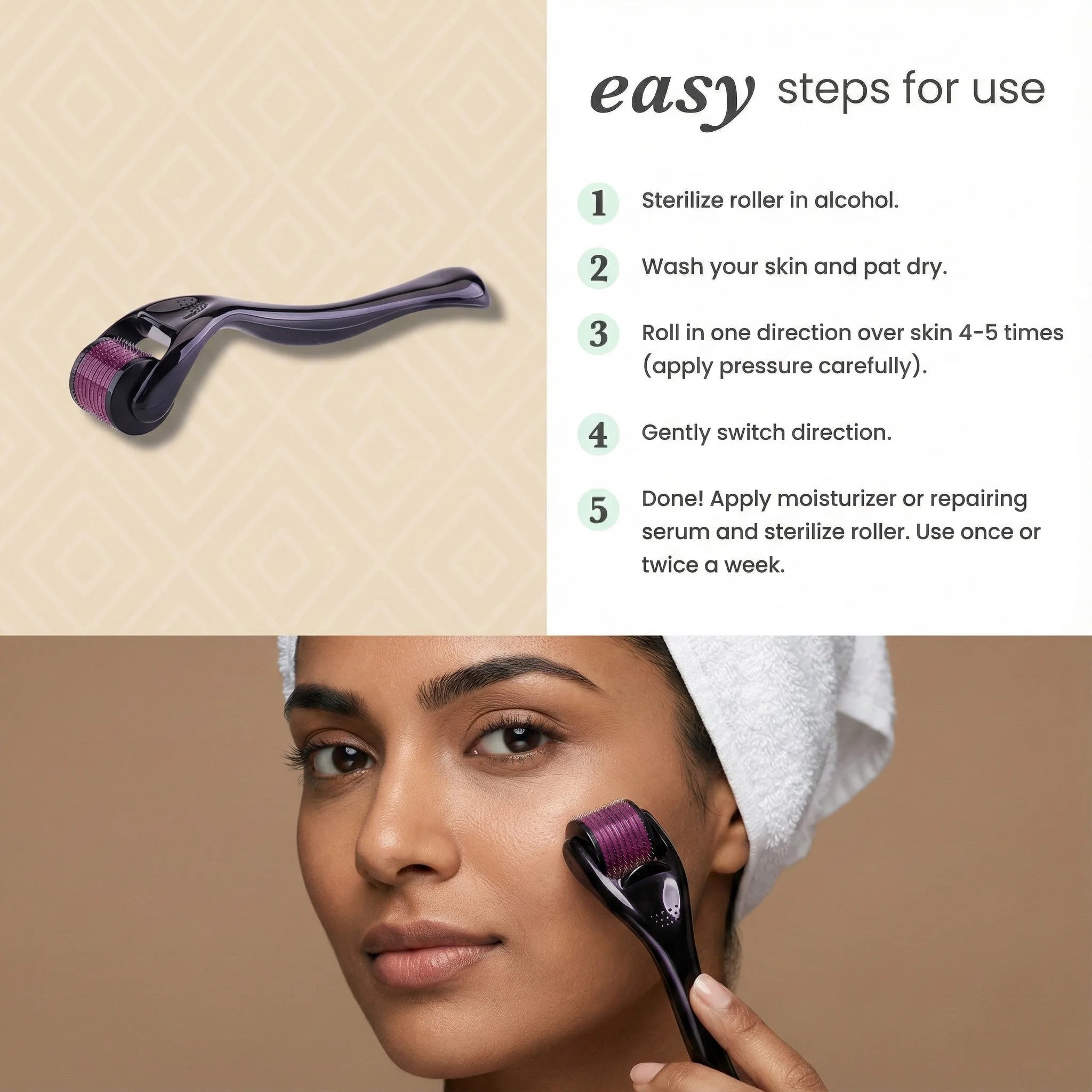 Derma Roller Anti Aging And Facial Scrubs Polishes Scar Removal Hair Regrowth (0.75mm)